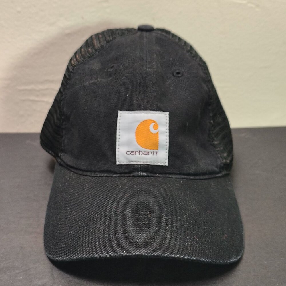 Carhartt Mesh Hat Cap Snap Back‎ Black Tag Logo Work Wear